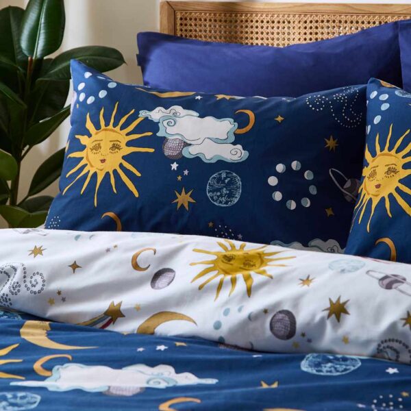 Their Nibs Disco Space Navy Blue Cosmic Pillowcases