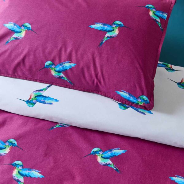 Their Nibs Hummingbird Plum Duvet Cover Set Close Up Image
