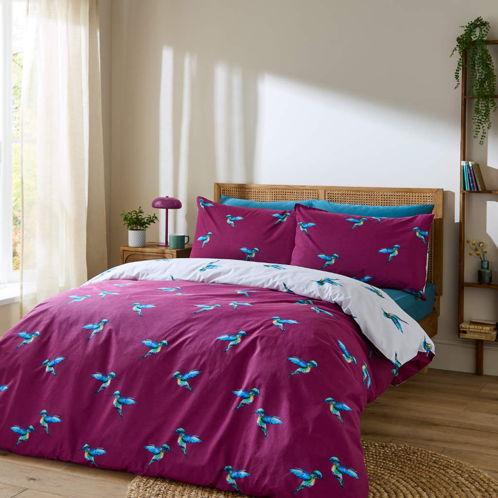 Their Nibs Hummingbird Plum Duvet Cover Set