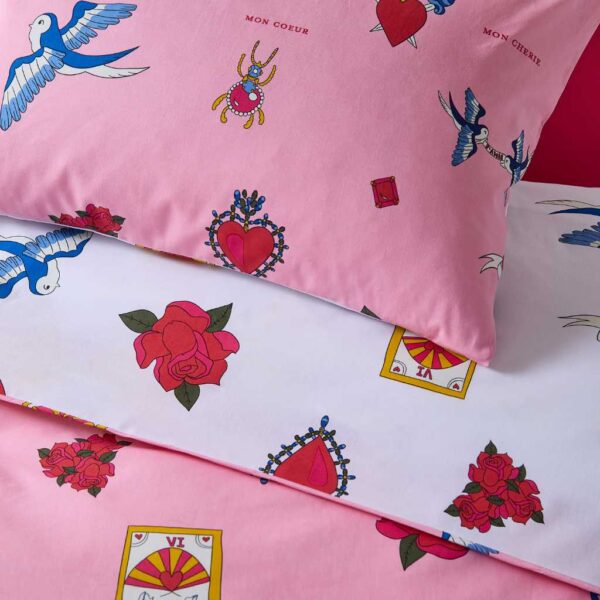 Their Nibs Mon Coeur Pink Vintage Duvet Cover Set Close Up Image