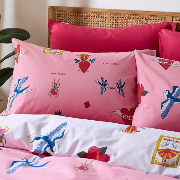 Their Nibs Mon Coeur Pink Vintage Pillowcases