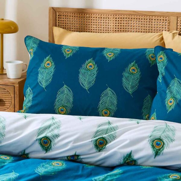 Their Nibs Peacock Feather Teal Green Pillowcases