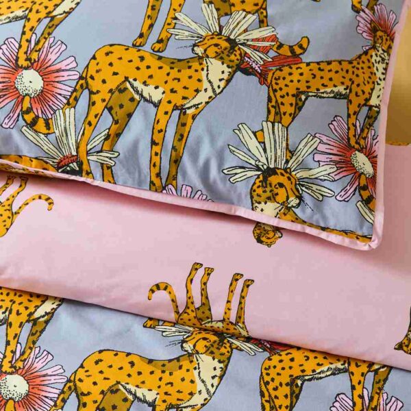 Their Nibs Untamed Cheetah Grey Safari Duvet Cover Set Close Up Image