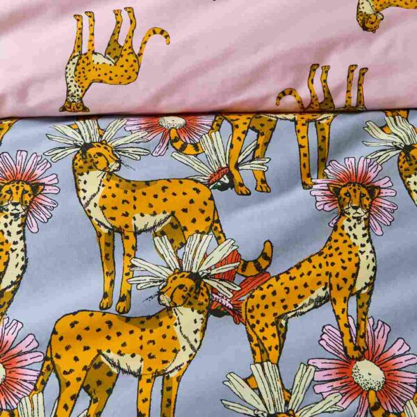 Their Nibs Untamed Cheetah Grey Safari Duvet Cover Set Close Up Image Showing Pattern
