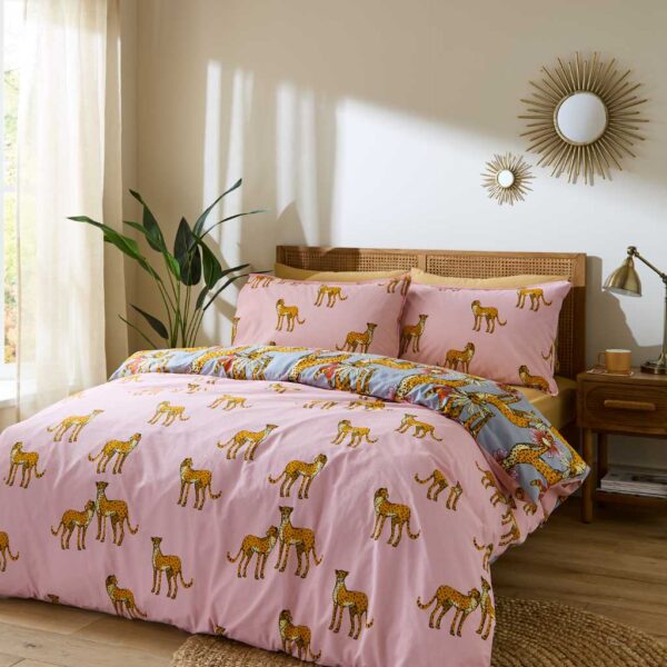 Their Nibs Untamed Cheetah Grey Safari Duvet Cover Set Reverse Image