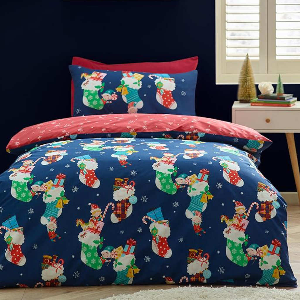 Christmas Elves Navy Bedding Lansfield Main Image