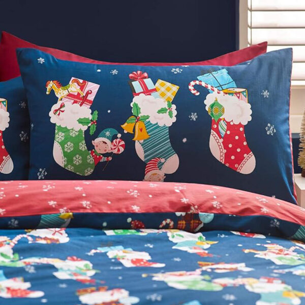 Christmas Elves Navy Bedding Lansfield Pillowcase Image