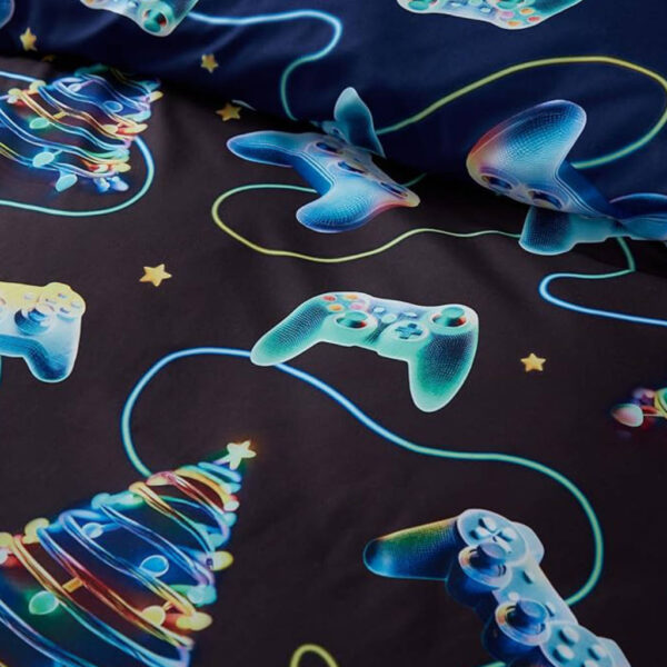 Christmas Gamer Navy Bedding Lansfield Detail Image