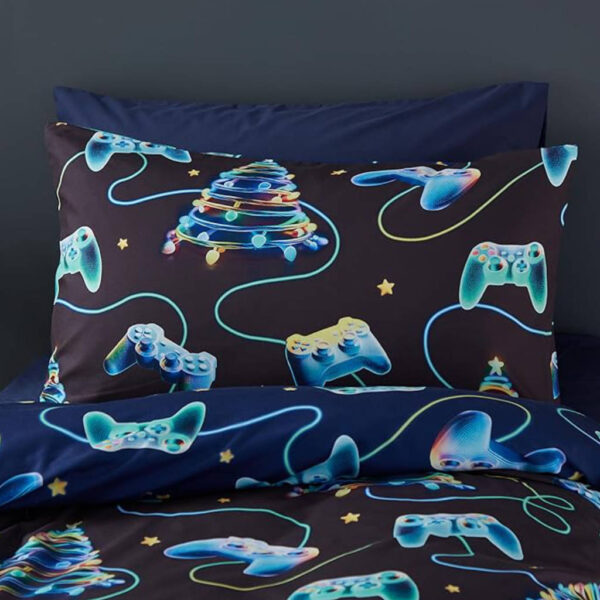 Christmas Gamer Navy Bedding Lansfield Pillowcase Image