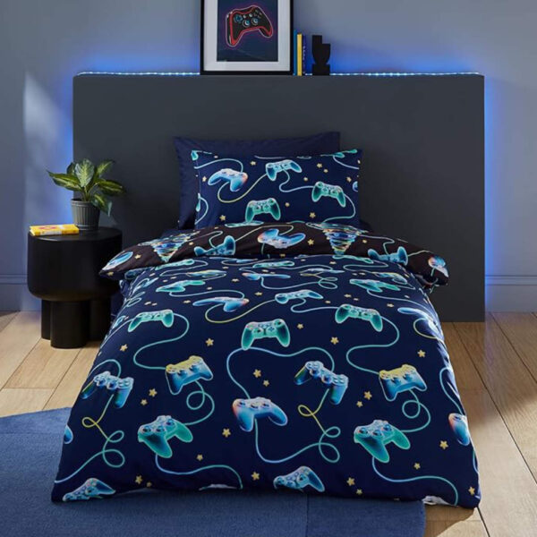 Christmas Gamer Navy Bedding Lansfield Reverse Image