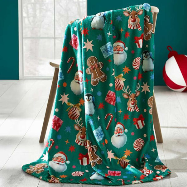 Christmas Icons Green Bedding Lansfield Throw Image