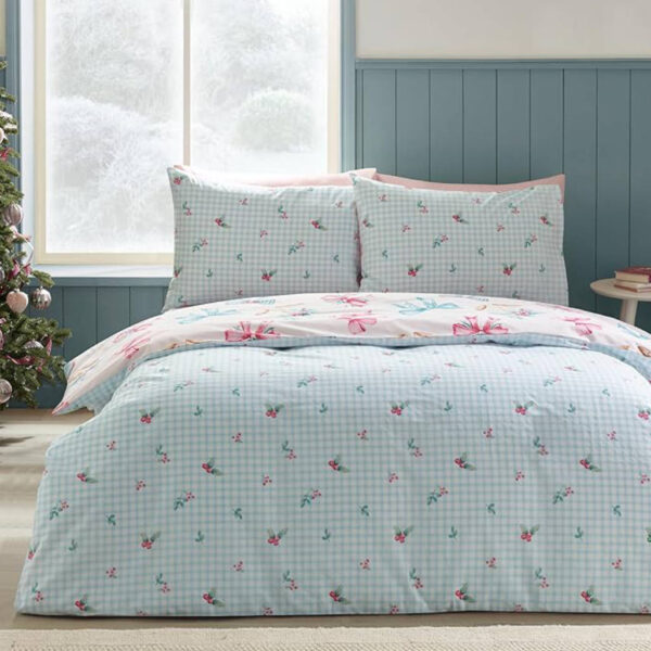 Christmas PInk Bedding Bows And Bells Lansfield Reverse Image
