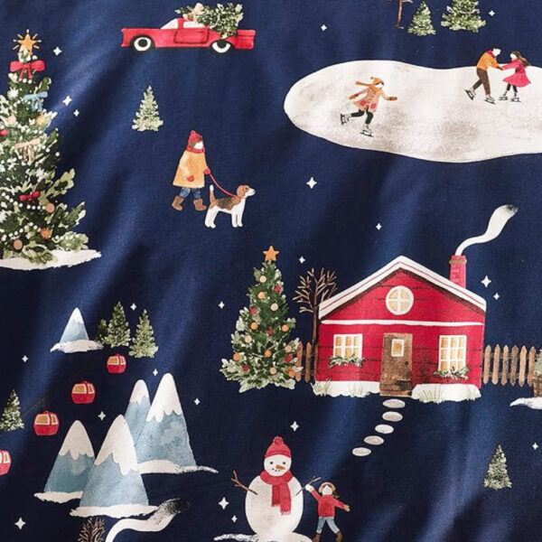 Christmas Ski Village Bedding In Blue Lansfield Detail Image