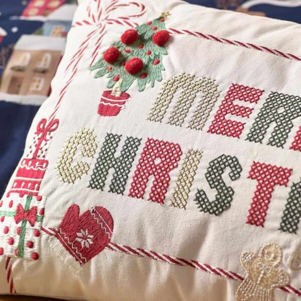Merry Christmas Natural Cushion Lansfield Detail Image