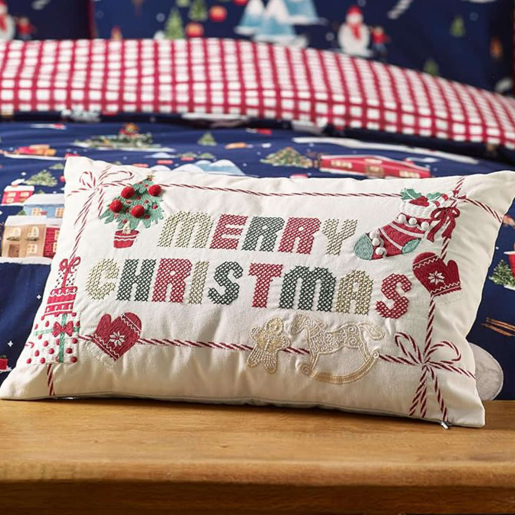 Merry Christmas Natural Cushion Lansfield Main Image