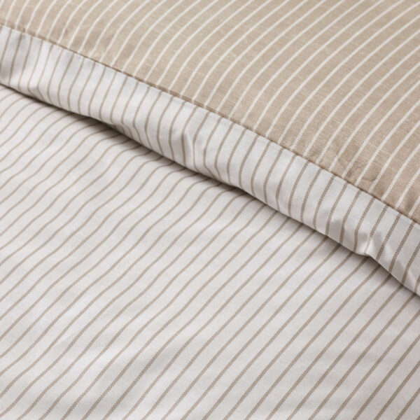 Oxford Pinstripe Natural Bedding Lansfield Detail Image