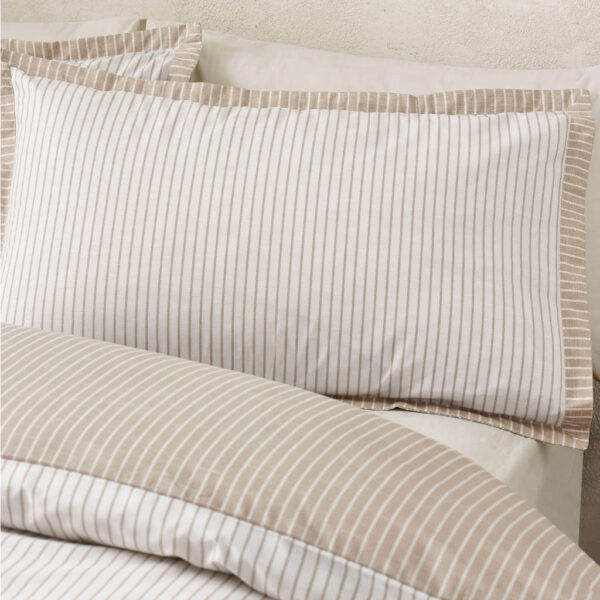 Oxford Pinstripe Natural Bedding Lansfield Pillowcase Image