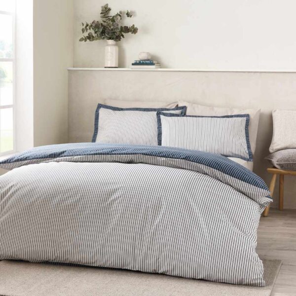 Oxford Pinstripe Navy Bedding Lansfield Main Image
