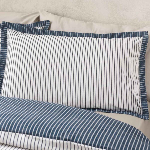 Oxford Pinstripe Navy Bedding Lansfield Pillowcase Image