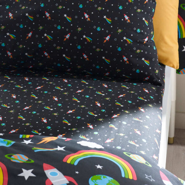 Rainbow Rockets Children's Bedding Lansfield Fitted Sheet Image