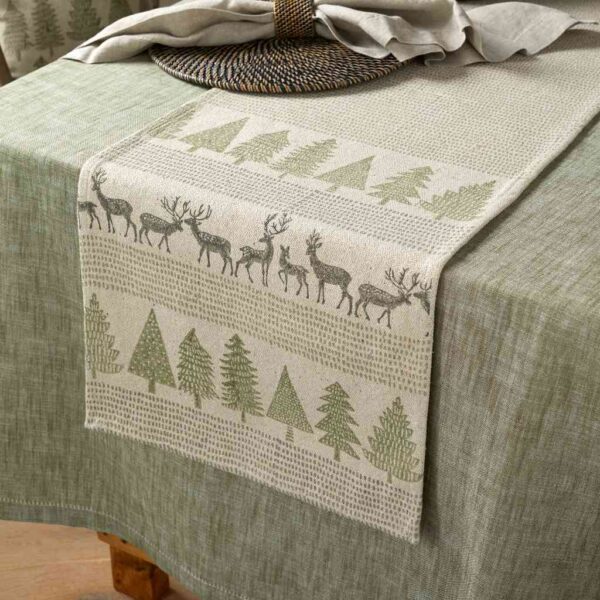 Forest Scene Block Print Table Runner