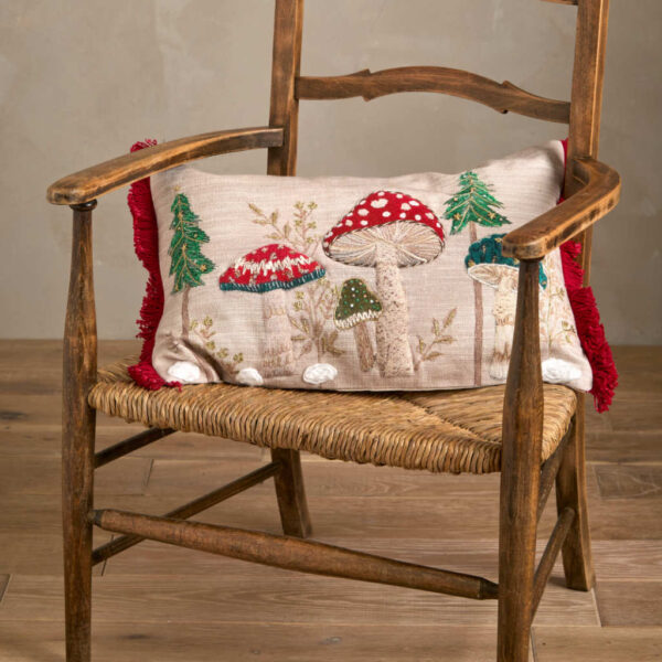 Toadstool Embroidered Cushion