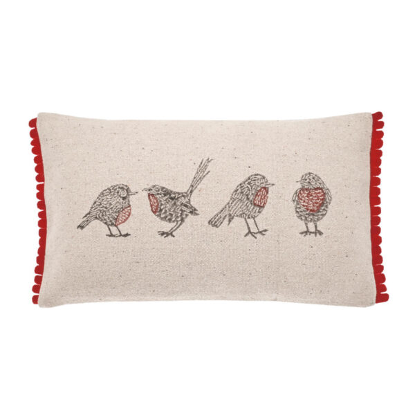 Forest Robin Filled Cushion Close Up Image