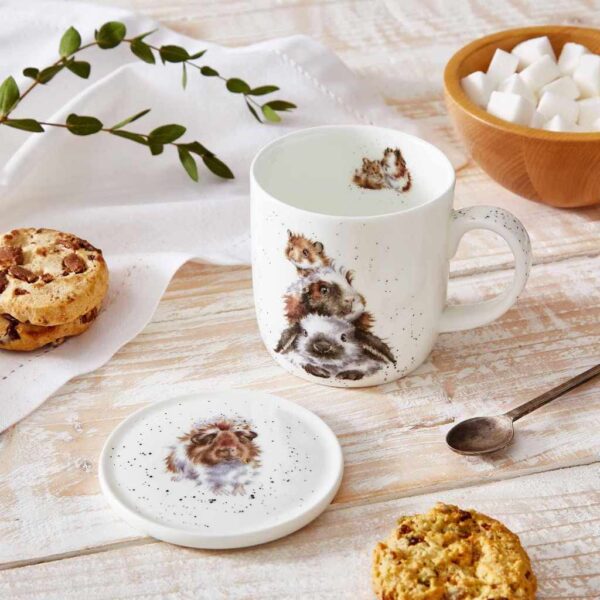 Wrendale Piggy in the middle mug and coaster set