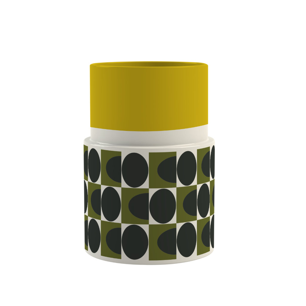 Orla Kiely Utensil Pot Spot Square Oval Yellow