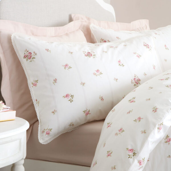 Bianca Vintage Rose Bud Lace Cream Pillowcase