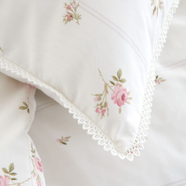 Bianca Vintage Rose Bud Lace Cream Pillowcase Detail