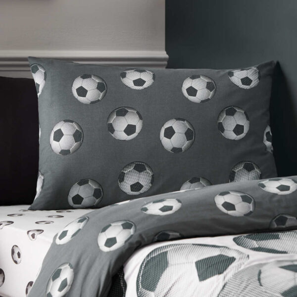 Catherine Lansfield Football Grey Pillowcases