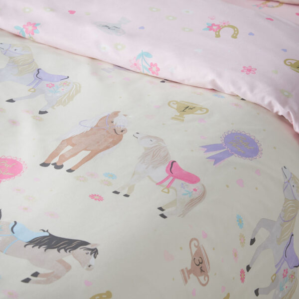 Catherine Lansfield Happy Horses Cream Duvet Cover Set Close Up Image