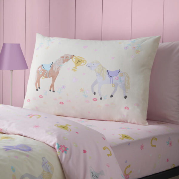 Catherine Lansfield Happy Horses Cream Pillowcases
