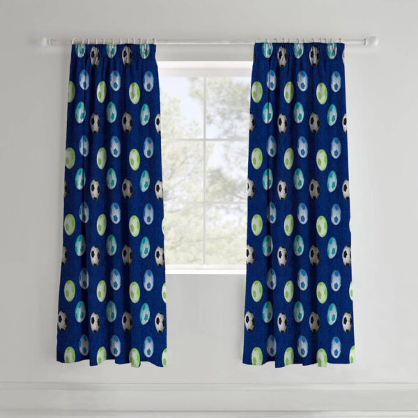 Football Blue Children's Curtains Main Image
