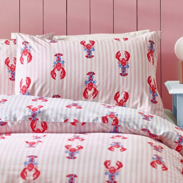 Sassy B Lobster Stripe Pink and Blue Pillowcases