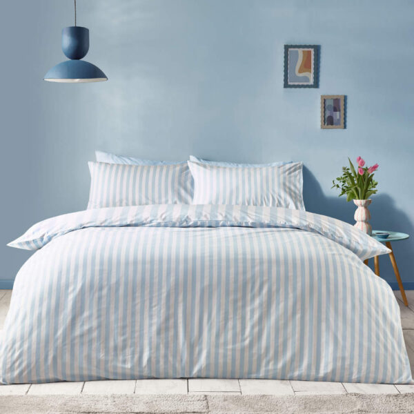 Sassy B Stripe Tease Blue Duvet Cover Set Reverse Image