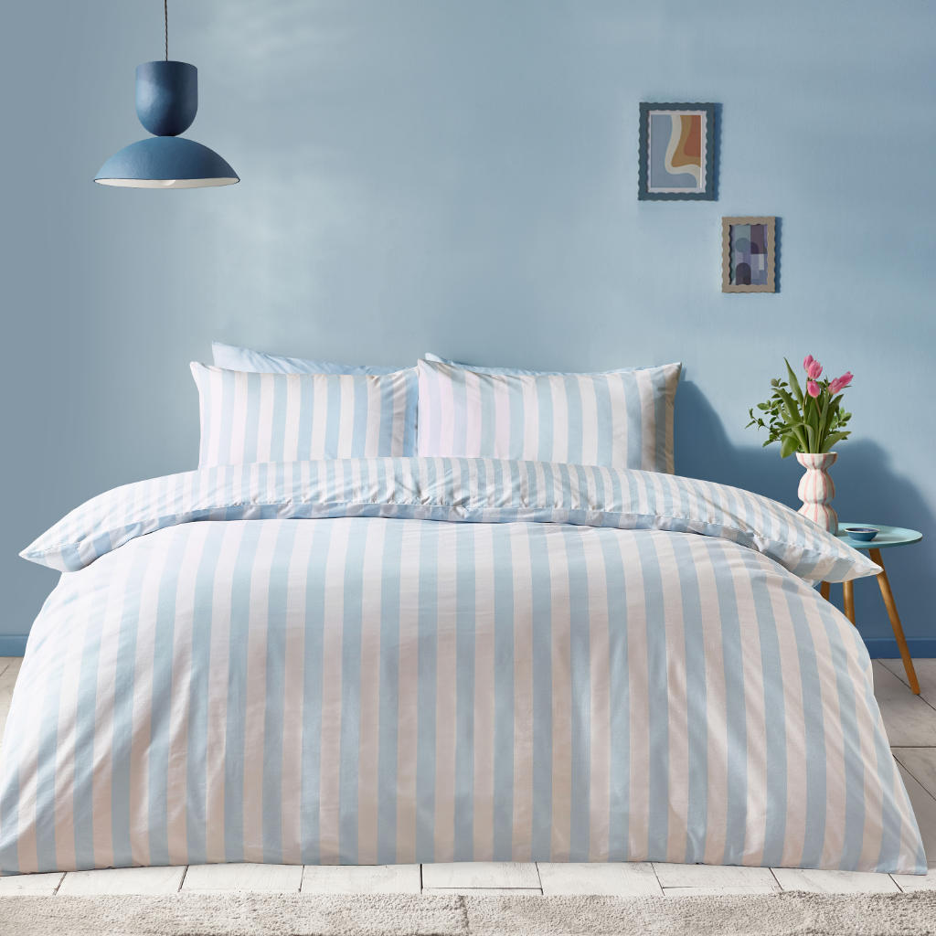 Sassy B Stripe Tease Blue Duvet Cover Set