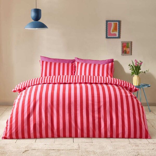 Sassy B Stripe Tease Red Duvet Cover Set