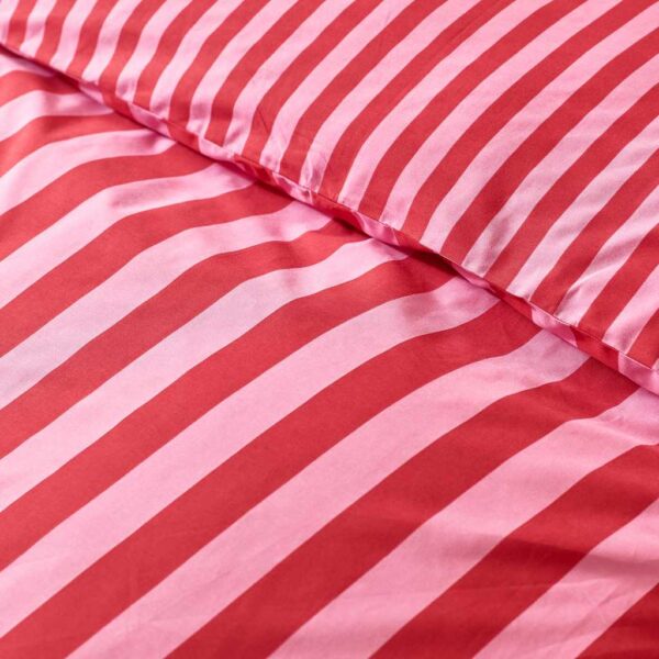 Sassy B Stripe Tease Red Duvet Cover Set Close Up Image