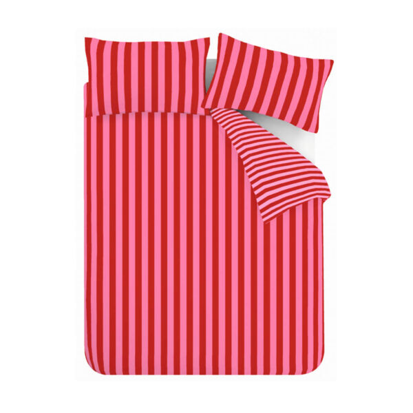 Sassy B Stripe Tease Red Duvet Cover Set Overhead Image