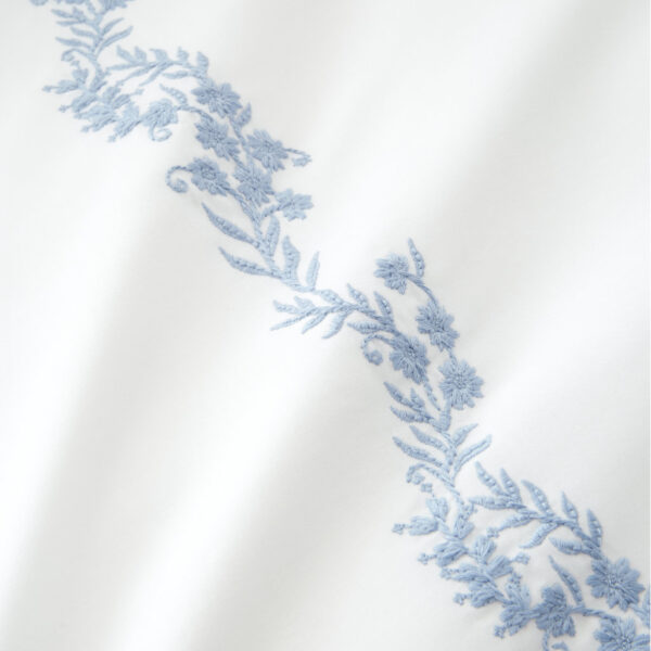 Bianca Embroidered Floral Bedding Camille White Blue Detail