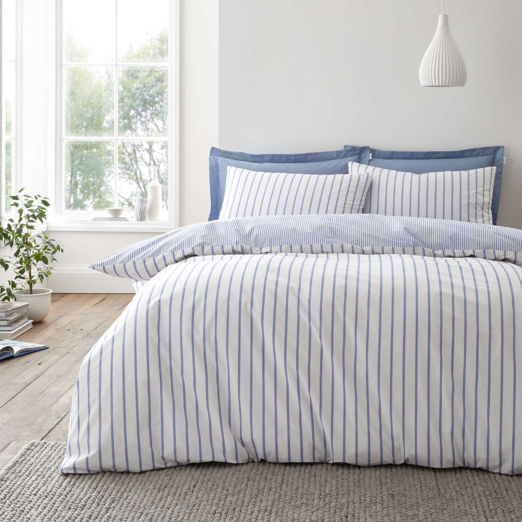Hampton Stripe Blue Bedding Main Image