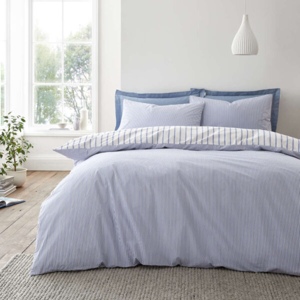 Hampton Stripe Blue Bedding Reverse Image