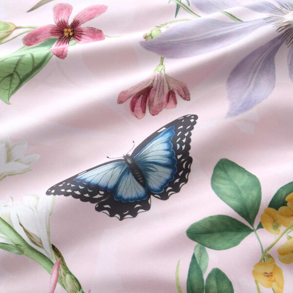 RHS Enchanted Butterfly Garden Pink Duvet Cover Set Close Up Image