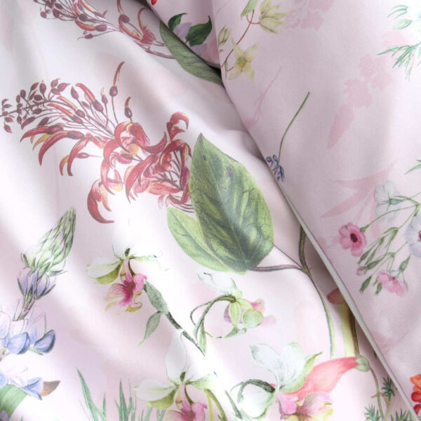 RHS Enchanted Butterfly Garden Pink Duvet Cover Set Close Up Image Showing Flowers