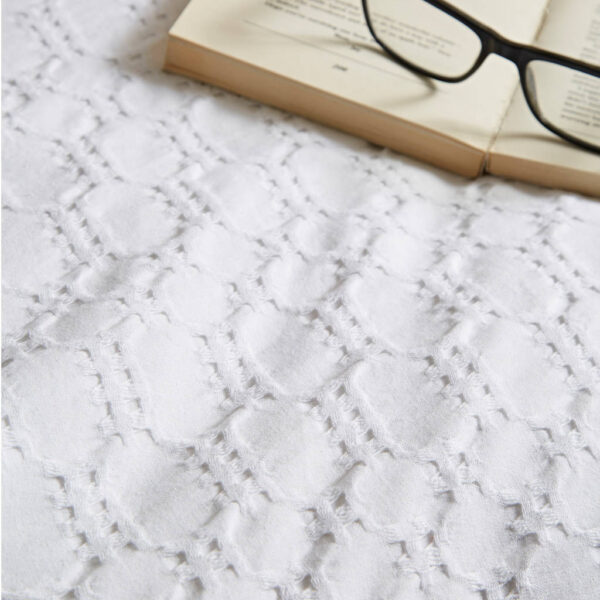 Waffle Cotton Circle Bedding White Bianca Detail