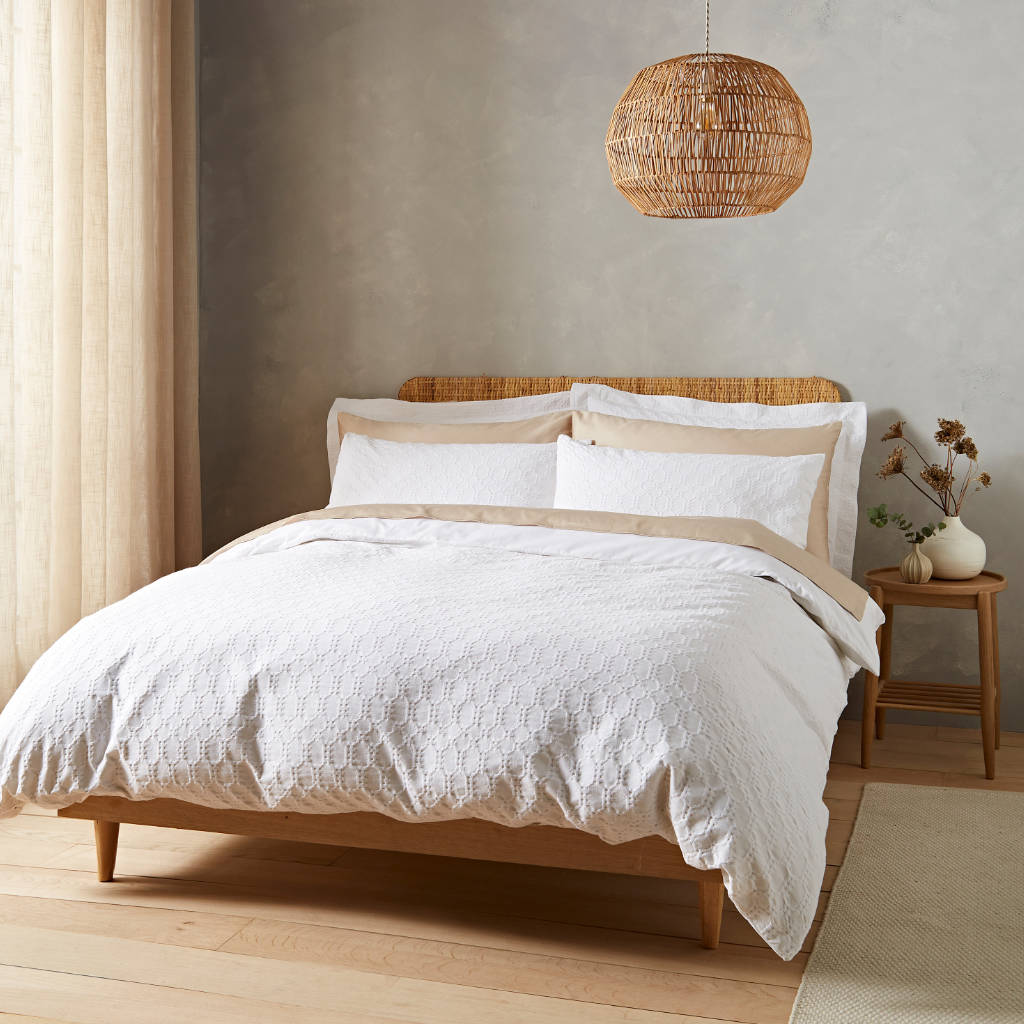 Waffle Cotton Circle Bedding White Bianca Main Image