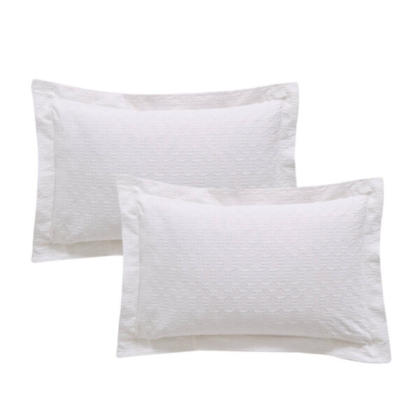 Waffle Cotton Circle Bedding White Bianca Oxford Pillowcase Pair