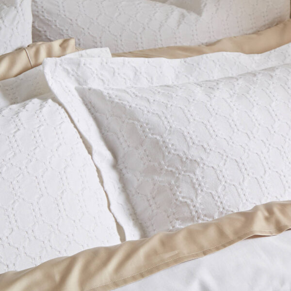 Waffle Cotton Circle Bedding White Bianca Pillowcase